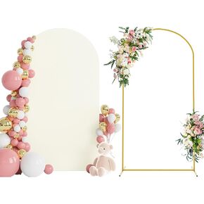 Wokceer 6 FT Wedding Arch Stand and Arch CoverMetal Arch Stand with Arch Stand Cover for Birthday Party Wedding Ceremony Bridal Baby Shower Event Decor