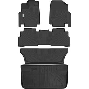Floor Mats&Trunk Mat for Honda Odyssey 2018-2023 2024, 3 Rows Full Set with Cargo Liner,TPE All Weather Protection Car Floor Liners Accessory Custom Fit for Honda Odyssey-Black