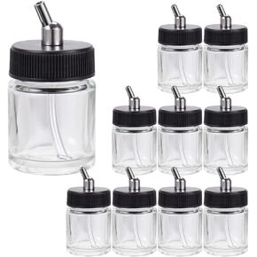 OPHIR 10PCS 22CC Dual Action Airbrush Bottles Glass Air Brush Bottle for Airbrush Gun