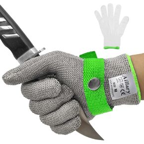 Level 9 Cut Resistant Kitchen Glove,Food Grade,Machine Washable,Stainless Stell Wire Metal Mesh Safety Work Glove for Mandolin,Meat Cutting,Oyster Shucking,and Wood Working (Large)