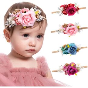 Flower Crown Headband Flower Headwear Elastic Adjustable Head Piece Girl's Hairbands for Toddler and Childrens （Blue）