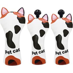Golf Club Head Cover Cat Putter Headcover Blade Mallet Cover Driver Fairway Wood Elastic Bands Club Protection Fit Oversize Cover