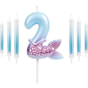 Birthday Candles Numbers,Blue Number 1 Candles,Birthday Cake Mermaid Decorations,1st Candle Birthday,Purple Little Mermaid Cake Topper Mermaid Tail Cake Topper Mermaid Party Supplies