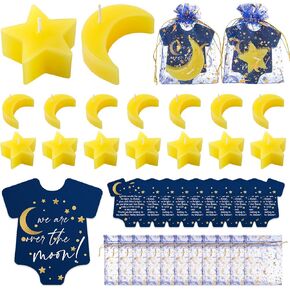 MTLEE 50 Sets Twinkle Little Star Baby Shower Favor for Guest 50 Moon and Star Shaped Candle 50 Thank You Cards and Moon Organza Bag Baby Shower Favor for Boys Party Gift for over the Moon Baby Shower in Kuwait