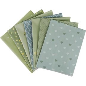 7pcs Cotton Quilting Fabric, Blue Grey Fat Quarter Fabric Bundles Printed Patchwork Squares Polka Dot Wave Striped Gingham Fabric for Sewing DIY Crafts, 18 x 22 inches