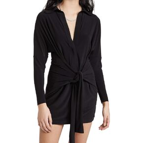 Norma Kamali Women's Mini Tie Front Dress, Black, S