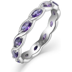 YL Twisted Rings 925 Sterling Silver Infinity Ring 2x4mm Marquise Cut Gemstone Eternity Band for Women