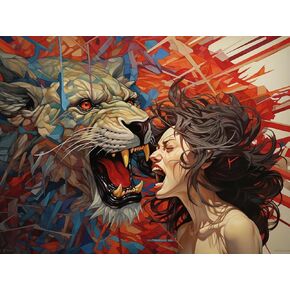 Rovepic 5D Diamond Art Painting Kits Woman Round Full Drill, DIY Paint with Diamonds Art Tiger Crystal Rhinestone Cross Stitch for Home Office Wall Crafts Decorations 12×16 Inch in Kuwait