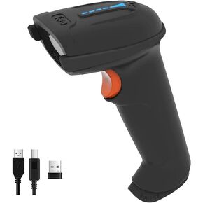 Tera Barcode Scanner Wireless Versatile 2-in-1 (2.4Ghz Wireless+USB 2.0 Wired) with Battery Level Indicator, 328 Feet Transmission Distance Rechargeable 1D Laser Bar Code Reader Handheld 5100E Black