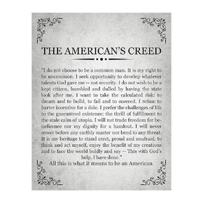 The American's Creed-Silver - Patriotic American Wall Art Poster, This vintage Wall decor Is An Ideal Wall Art For Home Decor, Military -School Decor, Boys Room Decor, Unframed - 11x14"