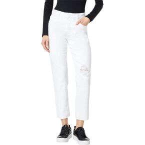 KUT from the Kloth Women's Reese High-Rise Fab Ab Ankle Straight Raw Hem in Optic White