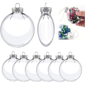 6 PCS DIY Christmas Clear Plastic Decorative Balls- 80mm/3.15inch Fillable Ornaments Clear Plastic Ball Decor for Crafts,Christmas Tree Decoration，Xmasdecorm,Halloween,Birthday,Wedding Decor