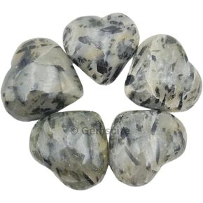 GEMSCITE Gemstone Angelite Puff Heart Stone 30 mm Palm Pocket Healing Carved Love Worry Stone Good Luck Gift Home Decor