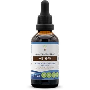 Secrets of the Tribe Hops Tincture Alcohol-Free Liquid Extract, Hops (Humulus Lupulus) Dried Flower (4 FL OZ)