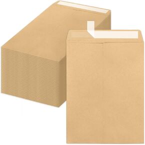 10 × 13 مغلفات كتالوج ذاتية الختم 100 قطعة، Goefun 100GSM ورق كرافت مغلفات كبيرة بنية، مغلفات مانيلا 10 × 13 للبريد in Kuwait