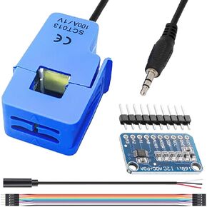 SCT-013-000 محول تيار مقسم غير جراحي 100 أمبير/1 فولت مستشعر تيار متردد + وحدة ADS1115 ADC مع كابل صوت أنثى كابل دوبونت ذكر وأنثى، لاردوينو in Kuwait