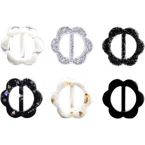 XINGZI 6PCS Women Girls Fashion Plum Shape Plastic Silk Scarf Clips Clasp Ring Scarf Buckle Slides for Silk Neckerchief Clothing T-Shirt(Color Random)