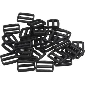 100 Pack Tri-Glide Slide - Plastic Adjustable Slide Buckles Webbing Fastener, Apply to Purse Belt Strap Hardware (3/4 Inches, Black)