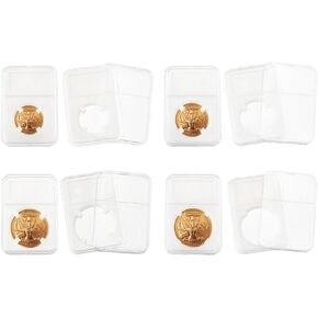 PH PandaHall 4 Sizes Coin Slab Snap Display Holder, 8pcs White Coin Cases for Collectors 24 29 34 38mm Coin Display Box Plastic Dollar Coin Holder with Clear Cases for Coin Collection Supplies