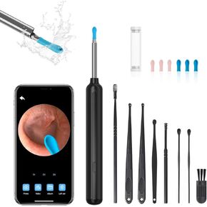 Ear Wax Removal Tool - Ear Cleaner Otoscope with Camera and Light - Ear Wax Removal Kit with 1080P - Ear Camera Kit with 6 Ear Spoon - Ear Cleaner for iOS & Android (Black)