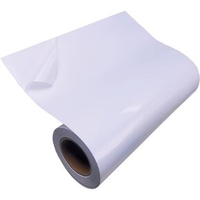 Printable Glossy White Vinyl Sticker Paper Roll Size 17"x100' Waterproof Sticker Paper Roll Labels for Roll-feed Inkjet Printer with 3 inch Core