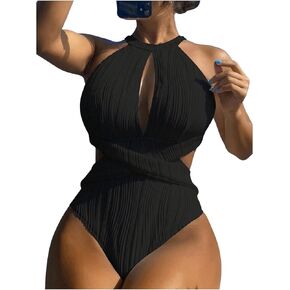 SweatyRocks Women's One Piece Swimsuit Cut Out Criss Cross Halter Monokini Bathing Suit