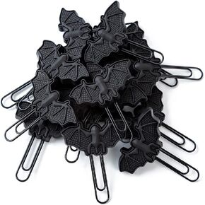 16Pack Halloween Bat Paper Clips Artificial Black Bat Bookmarks Soft PVC Bat Paperclips in Box for Halloween Festival Party Decoration Birthday Gift Home Office Supplies