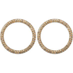 Universal Bling Car Engine Start Stop Button Cover, Car One Click Push Start Button Ring Sticker Faux Crystal Rhinestone Ignition Button Trim Gold Tone, 2 Pcs