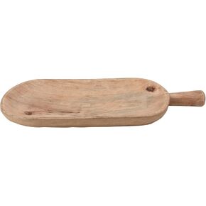 Creative Co-Op Hand-Carved Mango Wood Handle Tray, 20"L x 12"W x 2"H, Natural