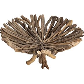 Creative Co-Op Round Handmade Driftwood Footed Tray, Natural