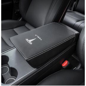 غطاء مسند ذراع السيارة لطراز تسلا 3 موديل Y من جلد البولي يوريثان وسادة حماية لوحدة التحكم المركزية للسيارات مقاومة للماء لمسند الذراع للطراز 3 2017-2022 موديل Y 2020-2022 ملحقات الديكور الداخلي (أسود) in Kuwait