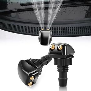2 PCS Front Windshield Washer Nozzle, Straight Column Double-hole Sprinkler, Car Universal Wiper Washer Nozzle, Compatible with Most Vehicles (Black)