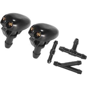 Motoforti Front Windshield Washer Nozzles, for Nissan Frontier 1998-2004, Plastic, with Hose Connector, Black, 5pcs
