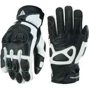 Cowhide Leather Motorcycle Gloves, Riding, Touring, Cruising, Knuckle Protection, Motorbike Gloves for Men and Women