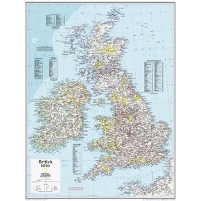National Geographic Maps: British Isles Wall Map - Compact - 21 x 16 inches - Front Lamination