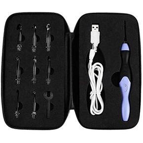 Lighted Crochet Hooks Set, Knitting Tools with 9 Replacement Heads (2.5-6.5mm) USB Charging (Purple Handle + Black Bag)