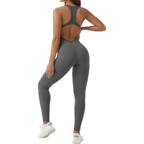 YEOREO Women's Backless Jumpsuits Gloria Sleeveless Scoop Neck Bodycon Romper Racerback Jumpsuits