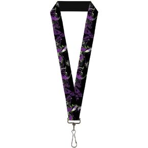 Buckle Down Lanyard-1.0"-Maleficent & Diablo Black Roses/Purples