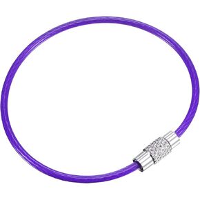 uxcell Wire Keychain 90mm Length Key Ring Loop Cable for Handbag Lanyard Zipper, PVC Coated Stainless Steel, Black, Pack of 6