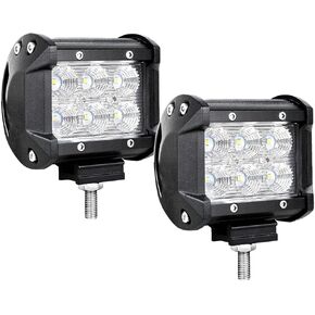 Willpower 2PCS 4 Inch 18W Led Work Light Bar Flood Beam 12V 24V Led Pods 1800lm Offroad Driving Lights Fog Work Lamps for Tractor Truck Boat Car 4X4 ATV UTV SUV