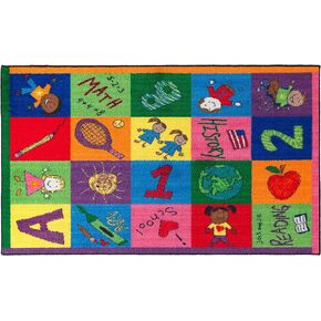 Flagship Carpets Primary Pictures Colorful Drawings Educational Rug for Children's Classroom, Kids Room Carpet, Playroom or Activity Area Rug, 5' x 8', Multicolor