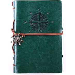 Ailifly Vintage Nautical Leather Writing Journal Notebook,Loose Leaf Blank Refillable Daily Planner Embossed Travel Journal Diary Spiral Notebook With Unlined Paper, Retro Pendants (5 inches, Coffee)