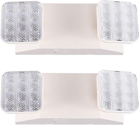 GRUENLICH مصباح الطوارئ LED، تركيبات إضاءة الخروج برأسين LED وبطاريات احتياطية، مؤهل UL 924، جهد 120-277، عبوتان in Kuwait