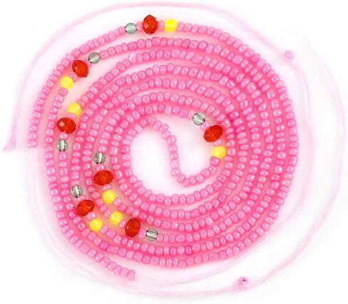 ELABEST 50inch Plus Size African Waist Beads Belly Chain Non-Stretching Tie-on Bead Body Jewelry Accessories for Women and Girls in Saudi Arabia
