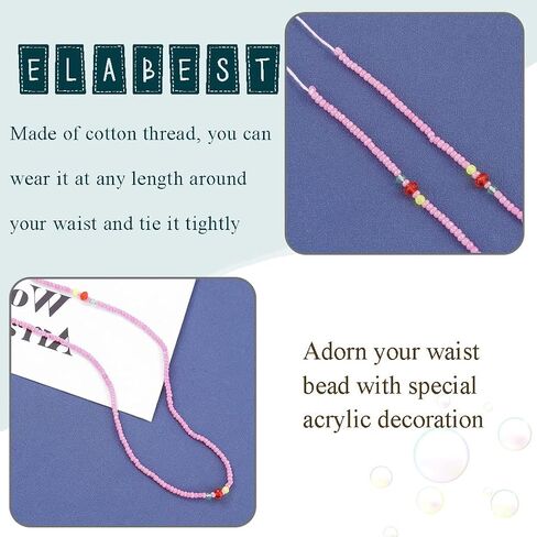 ELABEST 50inch Plus Size African Waist Beads Belly Chain Non-Stretching Tie-on Bead Body Jewelry Accessories for Women and Girls in Saudi Arabia