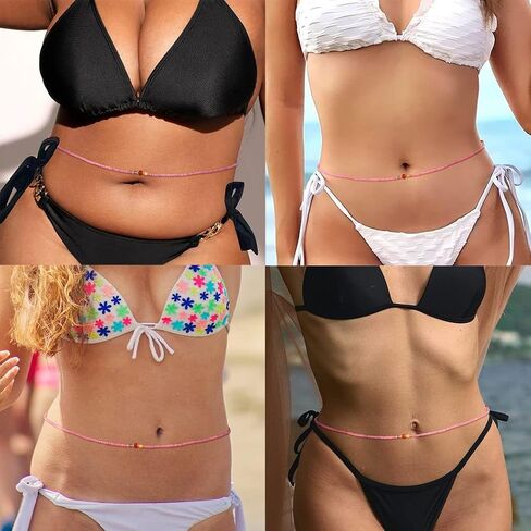 ELABEST 50inch Plus Size African Waist Beads Belly Chain Non-Stretching Tie-on Bead Body Jewelry Accessories for Women and Girls in Saudi Arabia