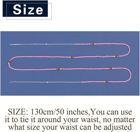 ELABEST 50inch Plus Size African Waist Beads Belly Chain Non-Stretching Tie-on Bead Body Jewelry Accessories for Women and Girls in Saudi Arabia