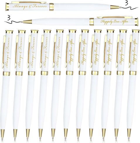 Fumete Wedding Pens Ballpoint Bridal Party Black Ink Twist Ballpoint Pens, Always and Forever Sign Wedding Pens for Bridal Shower Proposal Bachelor Slumber Party Game Favor(12 Pcs) in Saudi Arabia