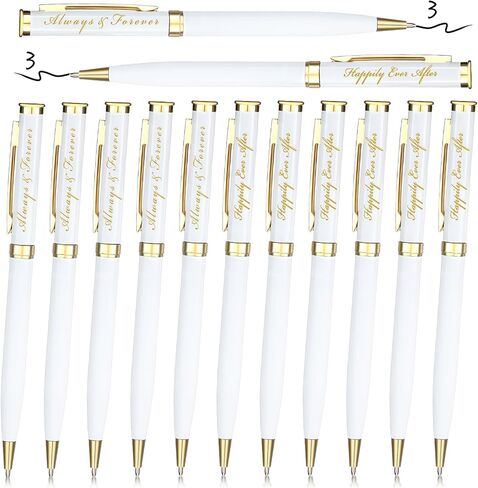 Fumete Wedding Pens Ballpoint Bridal Party Black Ink Twist Ballpoint Pens, Always and Forever Sign Wedding Pens for Bridal Shower Proposal Bachelor Slumber Party Game Favor(12 Pcs) in Saudi Arabia