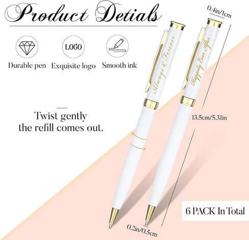 Fumete Wedding Pens Ballpoint Bridal Party Black Ink Twist Ballpoint Pens, Always and Forever Sign Wedding Pens for Bridal Shower Proposal Bachelor Slumber Party Game Favor(12 Pcs) in Saudi Arabia